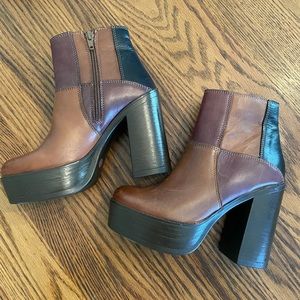 Steve Madden Leather patchwork platform boots